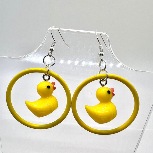 Rubber Duck Earrings - Swing Earrings - Dangle Earrings - Kids Earrings - Picture 1 of 7